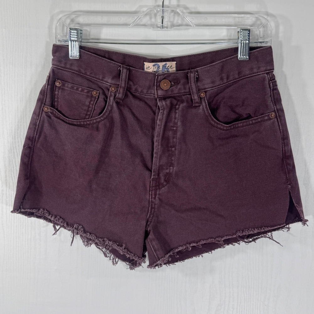 We The Free Twenty Six Cut Off Denim Shorts Button Fly Size 26 Purple